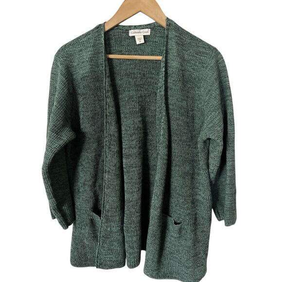 Coldwater Creek Sweaters - Coldwater Creek Green Marbled Open Front Cardigan Size 2X